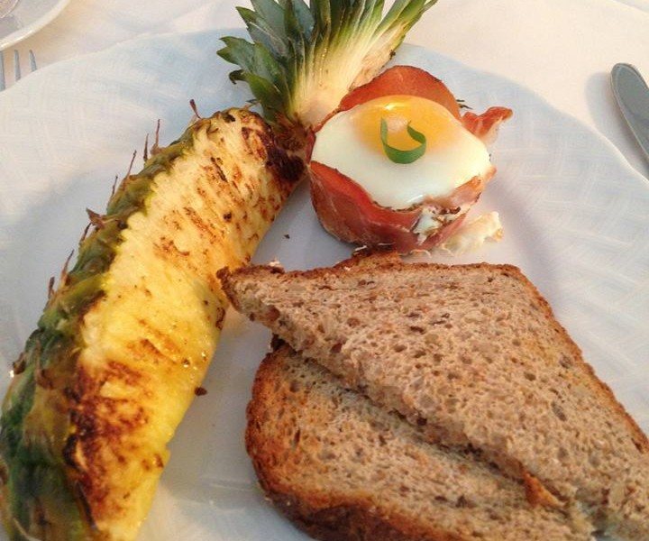 Prosciutto Wrapped Eggs w/ Grilled Pineapple